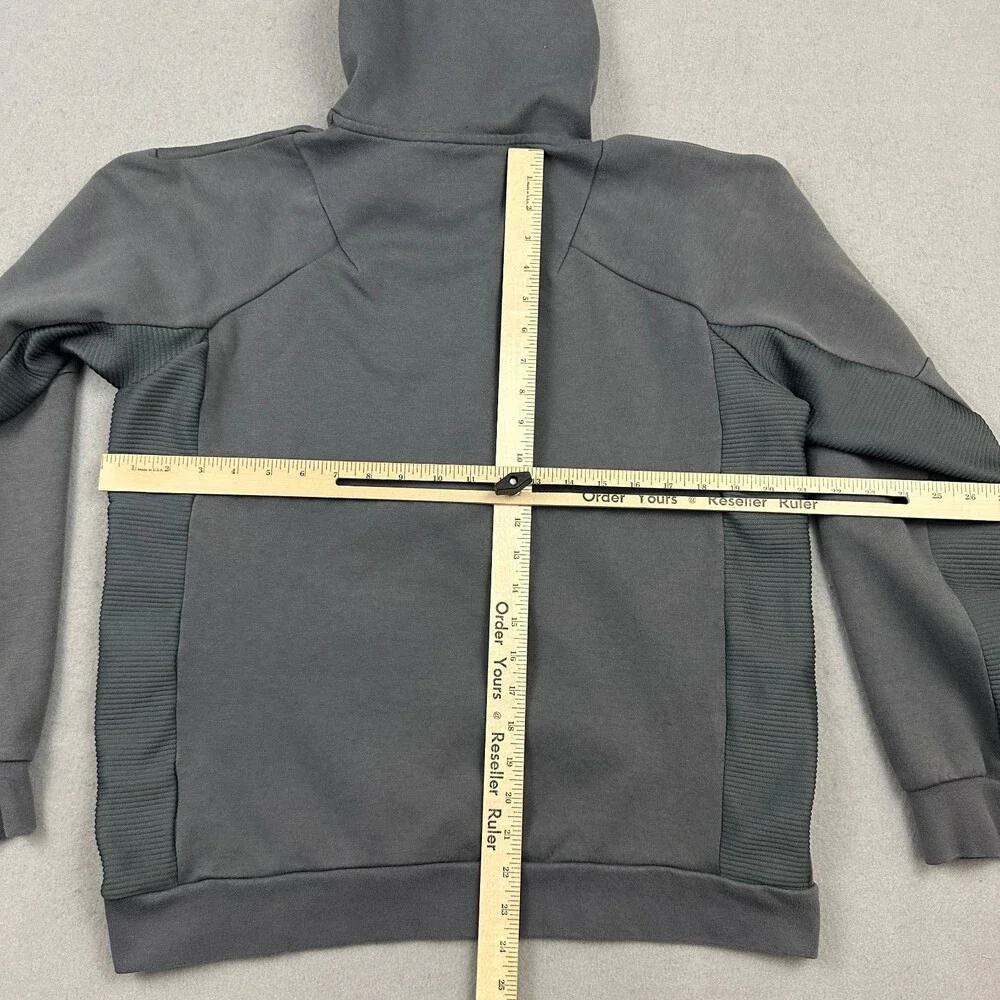 Adidas Hoodie Men Medium Gray 1/4 Zip Ribbed Panel Tech Fleece Utility Pocket M